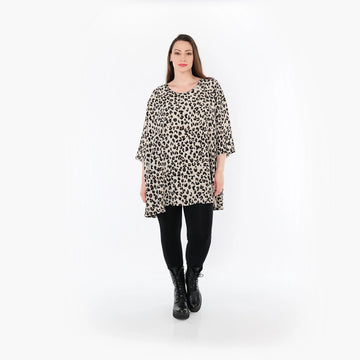  A-Form Bigshirt von AKH Fashion aus Materialmix, 1496.00593, Beige/Schwarz/Cognac, Leopard