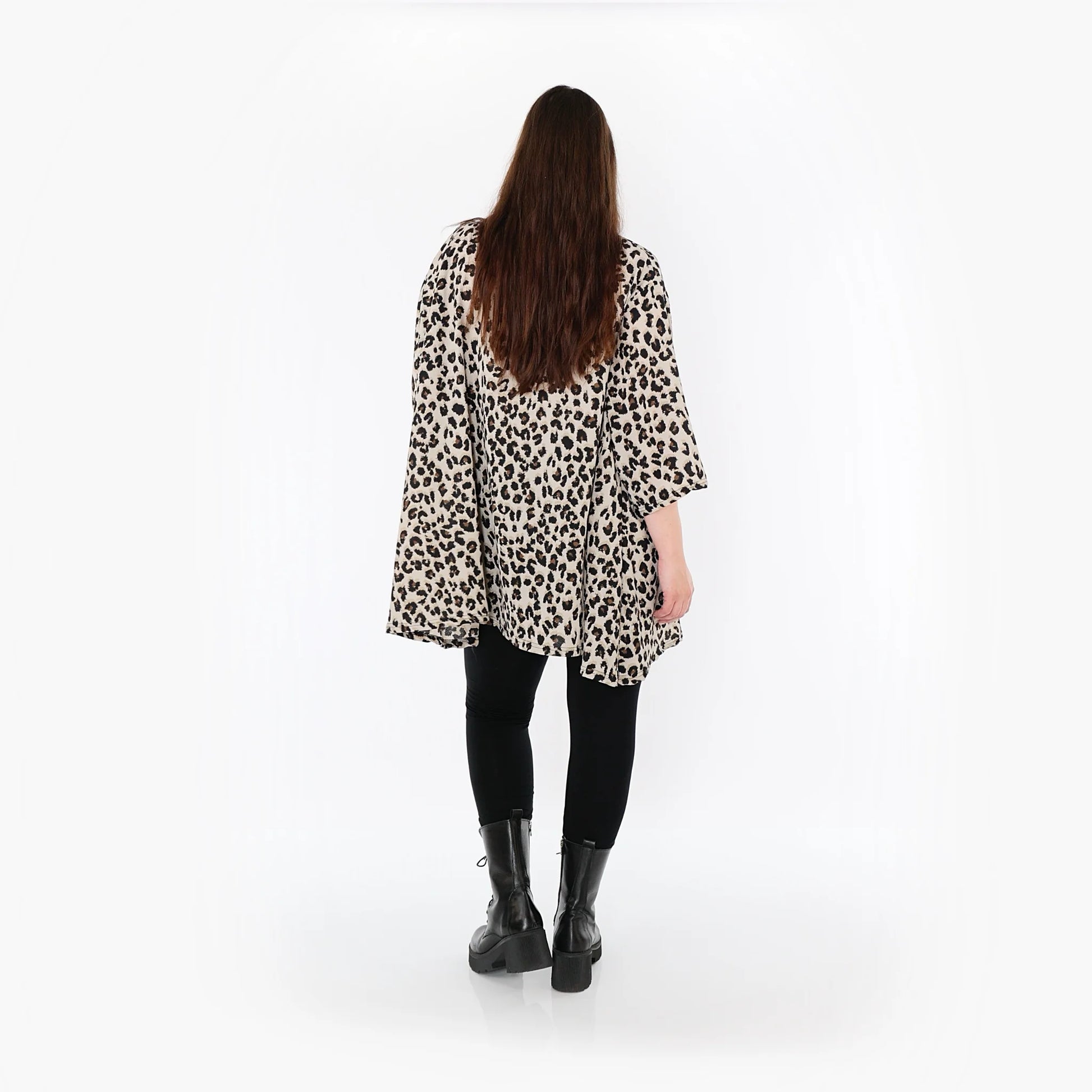  A-Form Bigshirt von AKH Fashion aus Materialmix, 1496.00593, Beige/Schwarz/Cognac, Leopard