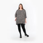  A-Form Bigshirt von AKH Fashion aus Materialmix, 1496.00593, Grau/Schwarz/Blau, Leopard