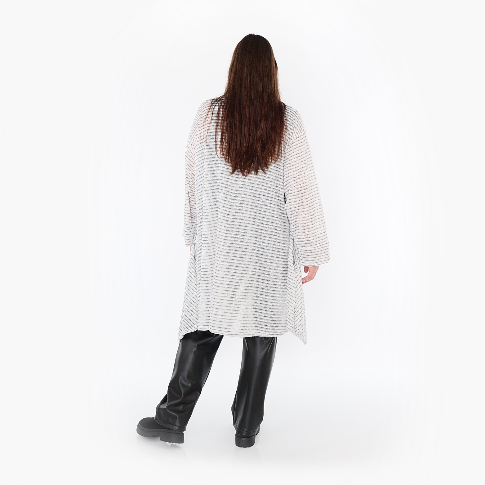  A-Form Cardigan von AKH Fashion aus Baumwolle, 1498.07040, Weiß/Schwarz, Streifen, Schick