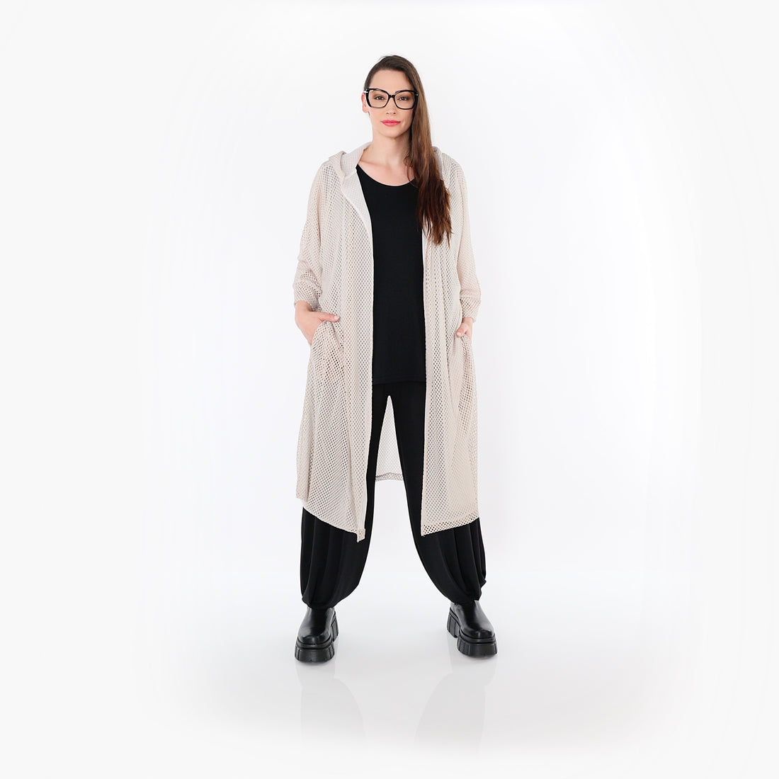  AKH Fashion Cardigan in gerader Form, aus Baumwolle, 1500.07068, Beige, Ausgefallen