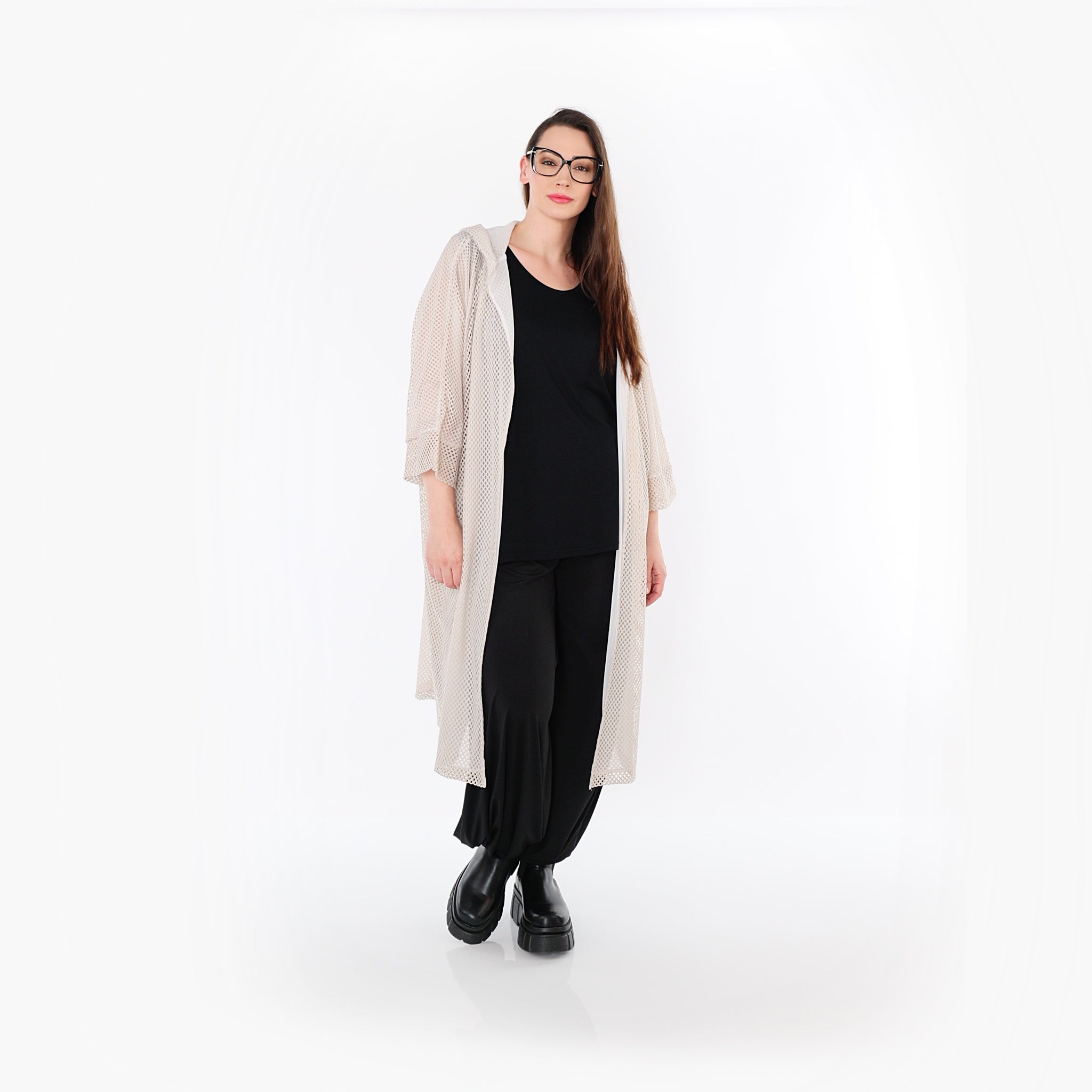  AKH Fashion Cardigan in gerader Form, aus Baumwolle, 1500.07068, Beige, Ausgefallen