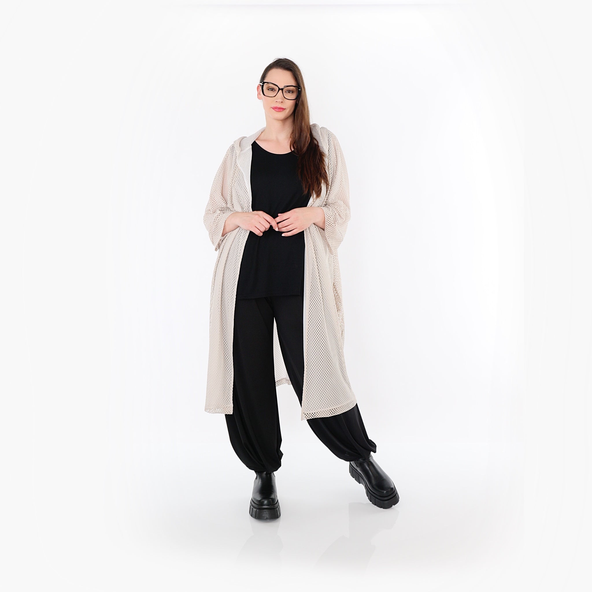  AKH Fashion Cardigan in gerader Form, aus Baumwolle, 1500.07068, Beige, Ausgefallen