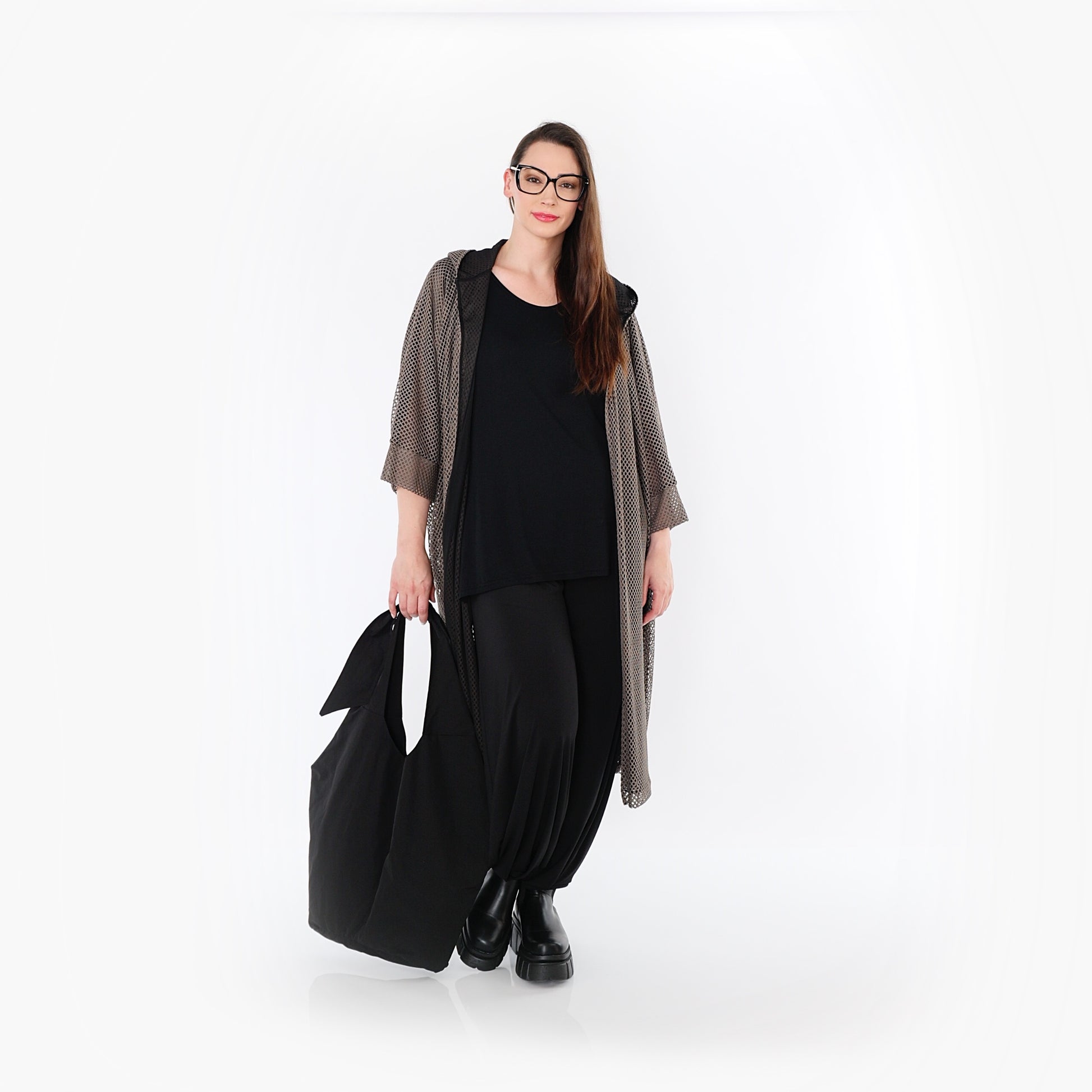  AKH Fashion Cardigan in gerader Form, aus Baumwolle, 1500.07068, Taupe, Ausgefallen