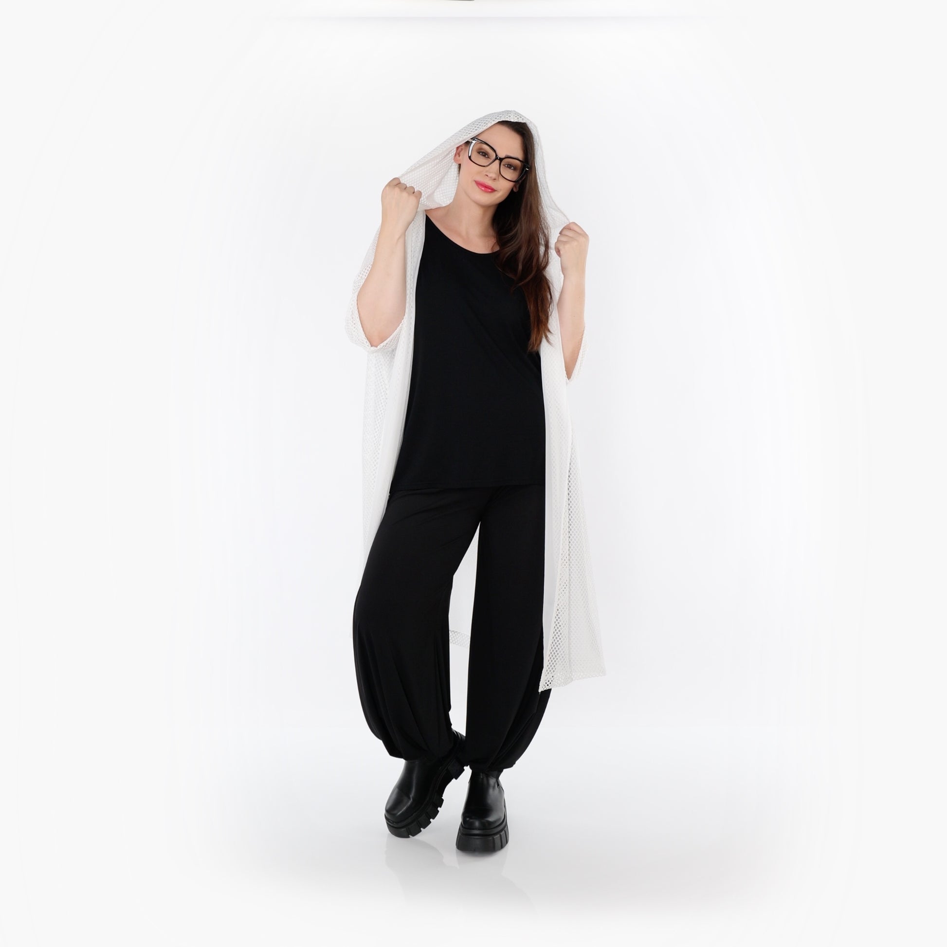  AKH Fashion Cardigan in gerader Form, aus Baumwolle, 1500.07068, Weiß, Ausgefallen, Schick