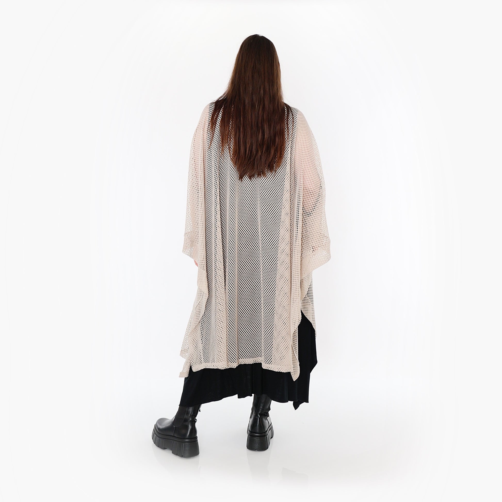  AKH Fashion Überwurf in gerader Form, aus Baumwolle, 1500.07100, Beige/Schwarz, Schick