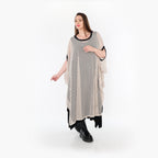  AKH Fashion Überwurf in gerader Form, aus Baumwolle, 1500.07100, Beige/Schwarz, Schick