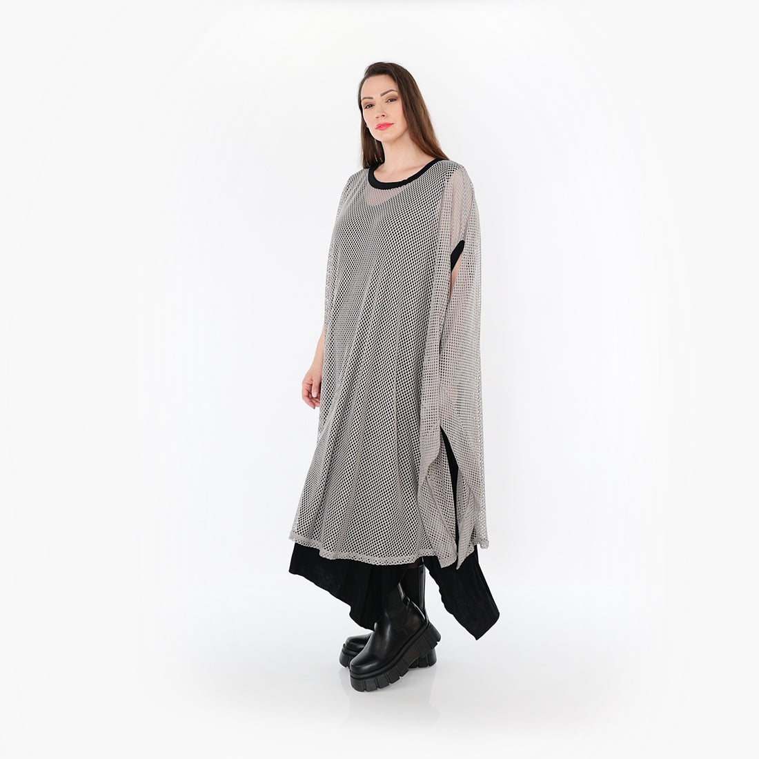  AKH Fashion Überwurf in gerader Form, aus Baumwolle, 1500.07100, Grau/Schwarz, Schick