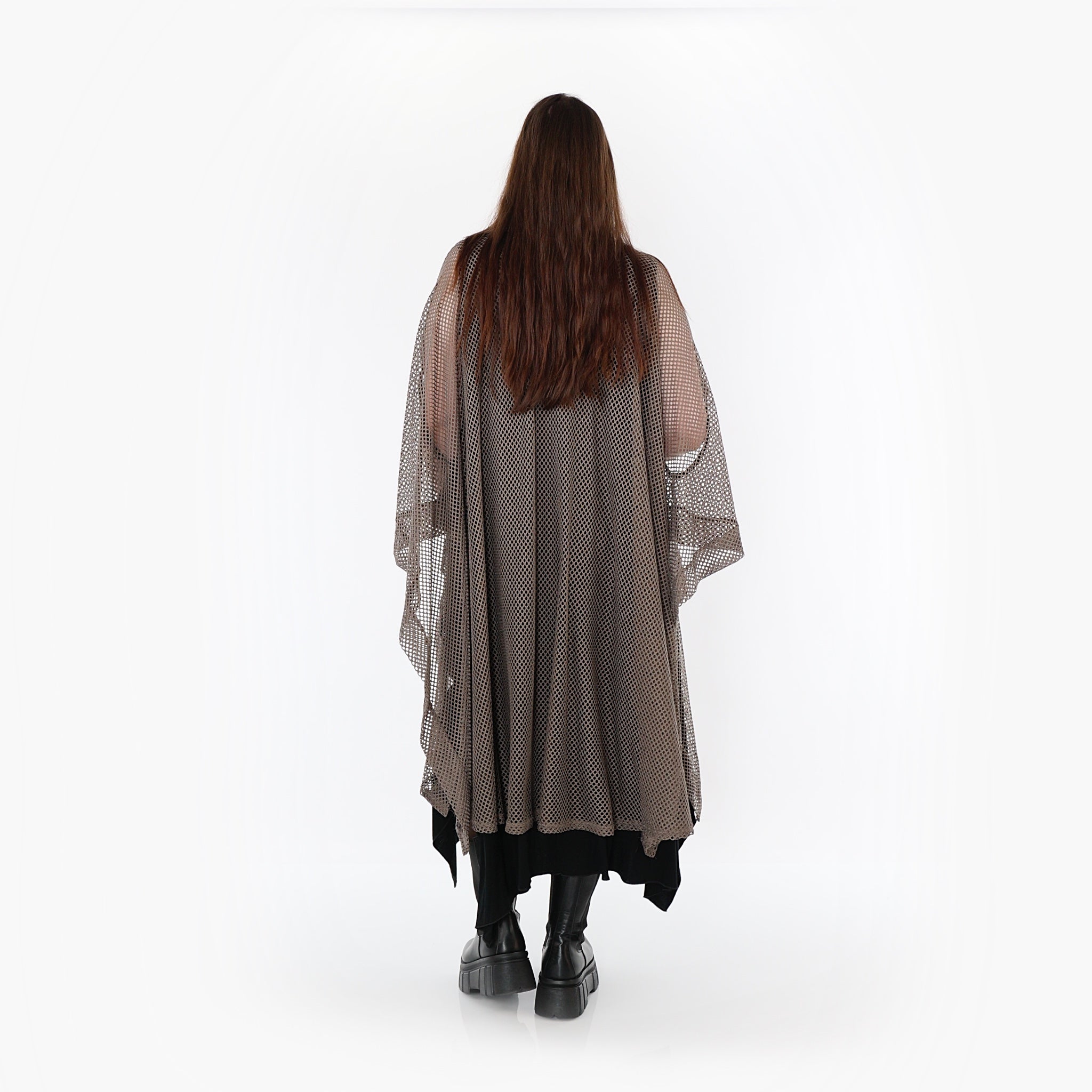  AKH Fashion Überwurf in gerader Form, aus Baumwolle, 1500.07100, Taupe/Schwarz, Schick