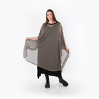  AKH Fashion Überwurf in gerader Form, aus Baumwolle, 1500.07100, Taupe/Schwarz, Schick