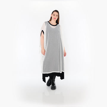  AKH Fashion Überwurf in gerader Form, aus Baumwolle, 1500.07100, Weiß/Schwarz, Schick