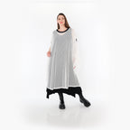  AKH Fashion Überwurf in gerader Form, aus Baumwolle, 1500.07100, Weiß/Schwarz, Schick