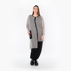  AKH Fashion Bluse in asymmetrischer Form, aus Baumwolle, 1500.07101, Grau/Schwarz, Schick