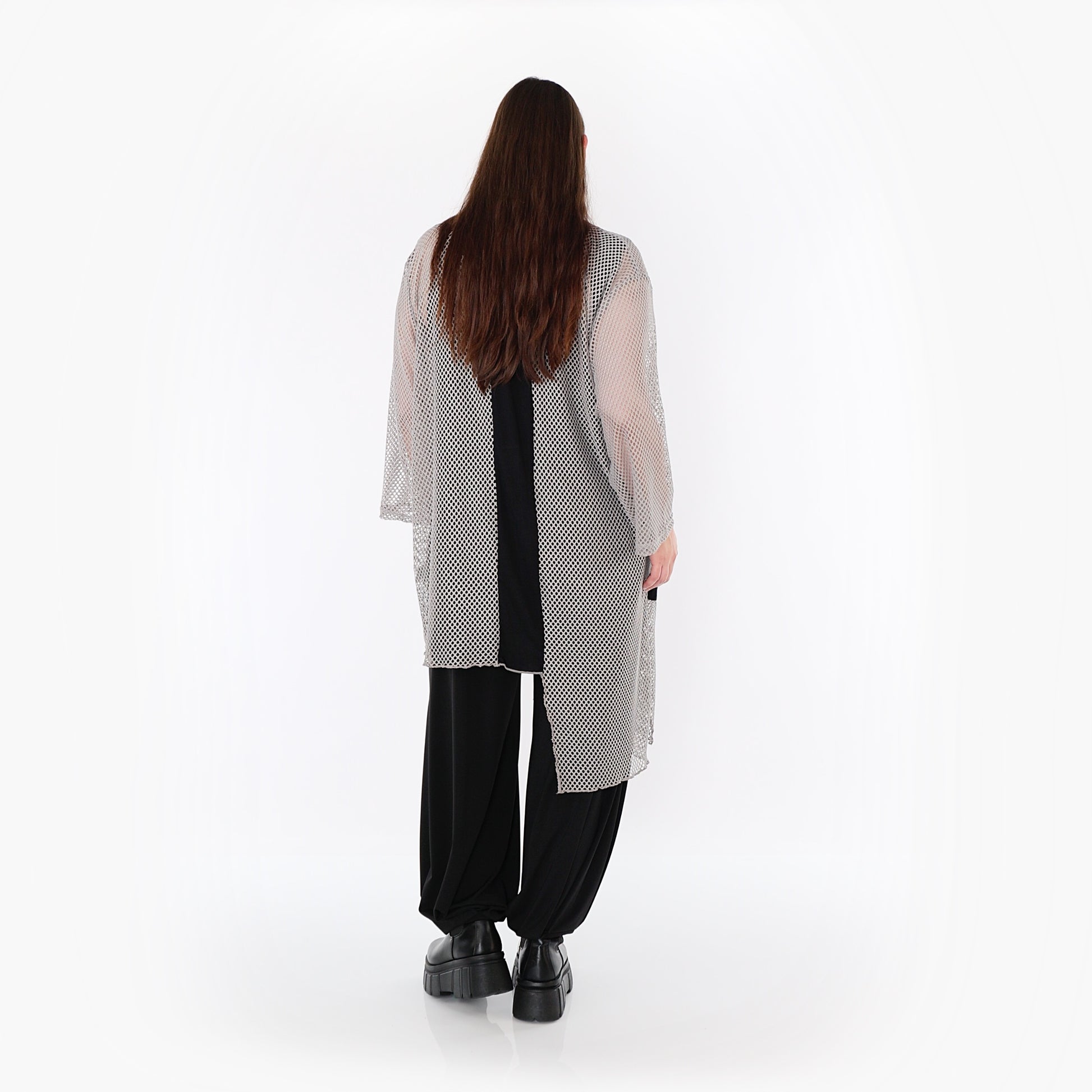  AKH Fashion Bluse in asymmetrischer Form, aus Baumwolle, 1500.07101, Grau/Schwarz, Schick
