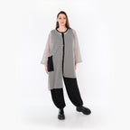  AKH Fashion Bluse in asymmetrischer Form, aus Baumwolle, 1500.07101, Grau/Schwarz, Schick