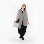  AKH Fashion Bluse in asymmetrischer Form, aus Baumwolle, 1500.07101, Grau/Schwarz, Schick