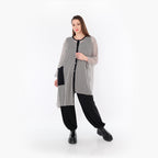  AKH Fashion Bluse in asymmetrischer Form, aus Baumwolle, 1500.07101, Grau/Schwarz, Schick