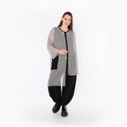  AKH Fashion Bluse in asymmetrischer Form, aus Baumwolle, 1500.07101, Grau/Schwarz, Schick