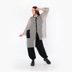  AKH Fashion Bluse in asymmetrischer Form, aus Baumwolle, 1500.07101, Grau/Schwarz, Schick