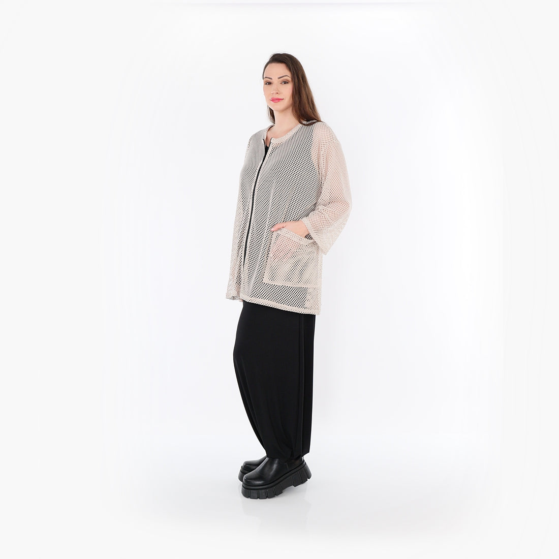  AKH Fashion Jacke in gerader Form, aus Baumwolle, 1500.07109, Beige, Ausgefallen, Zeitlos