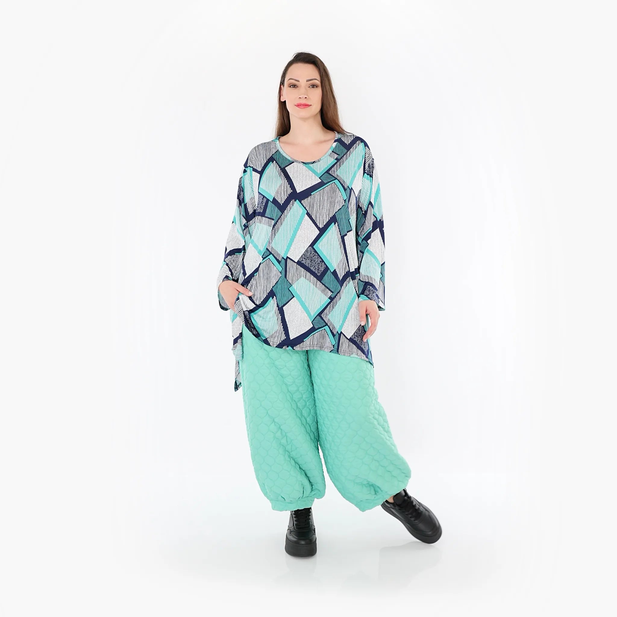  Ballonhose von AKH Fashion aus Materialmix, 1450.08067, Mintgrün, Jacquard, Schick, Schick