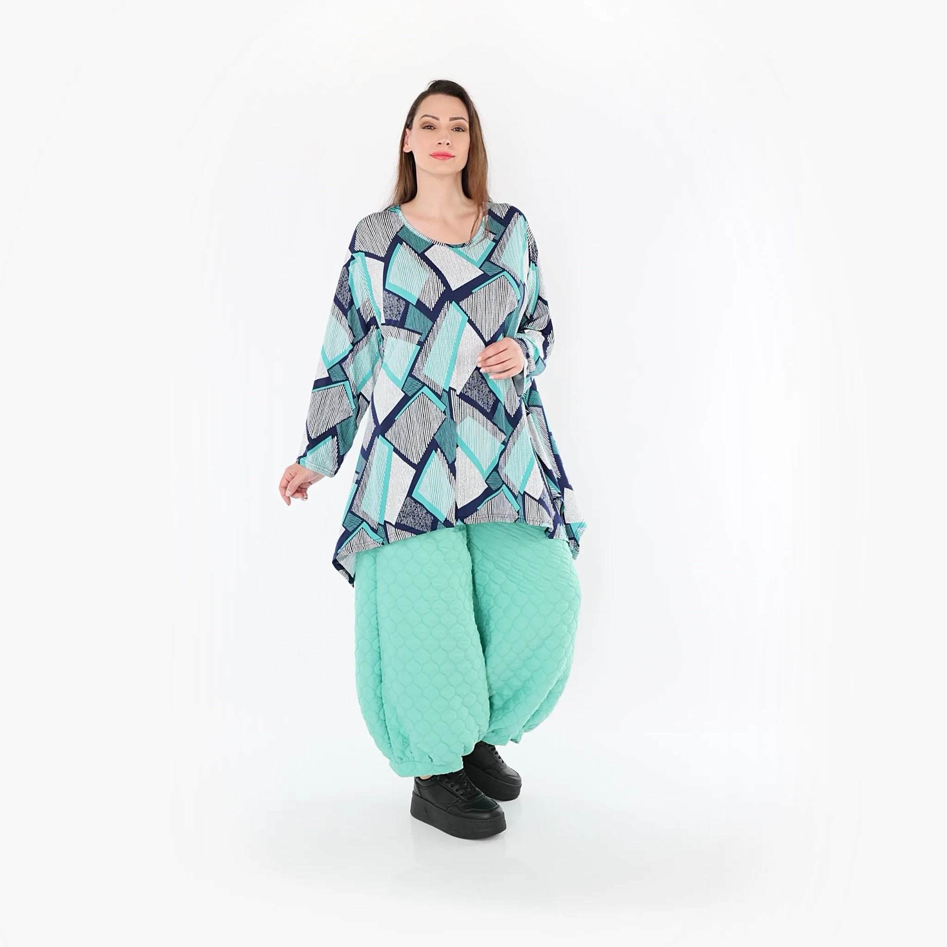  Ballonhose von AKH Fashion aus Materialmix, 1450.08067, Mintgrün, Jacquard, Schick, Schick