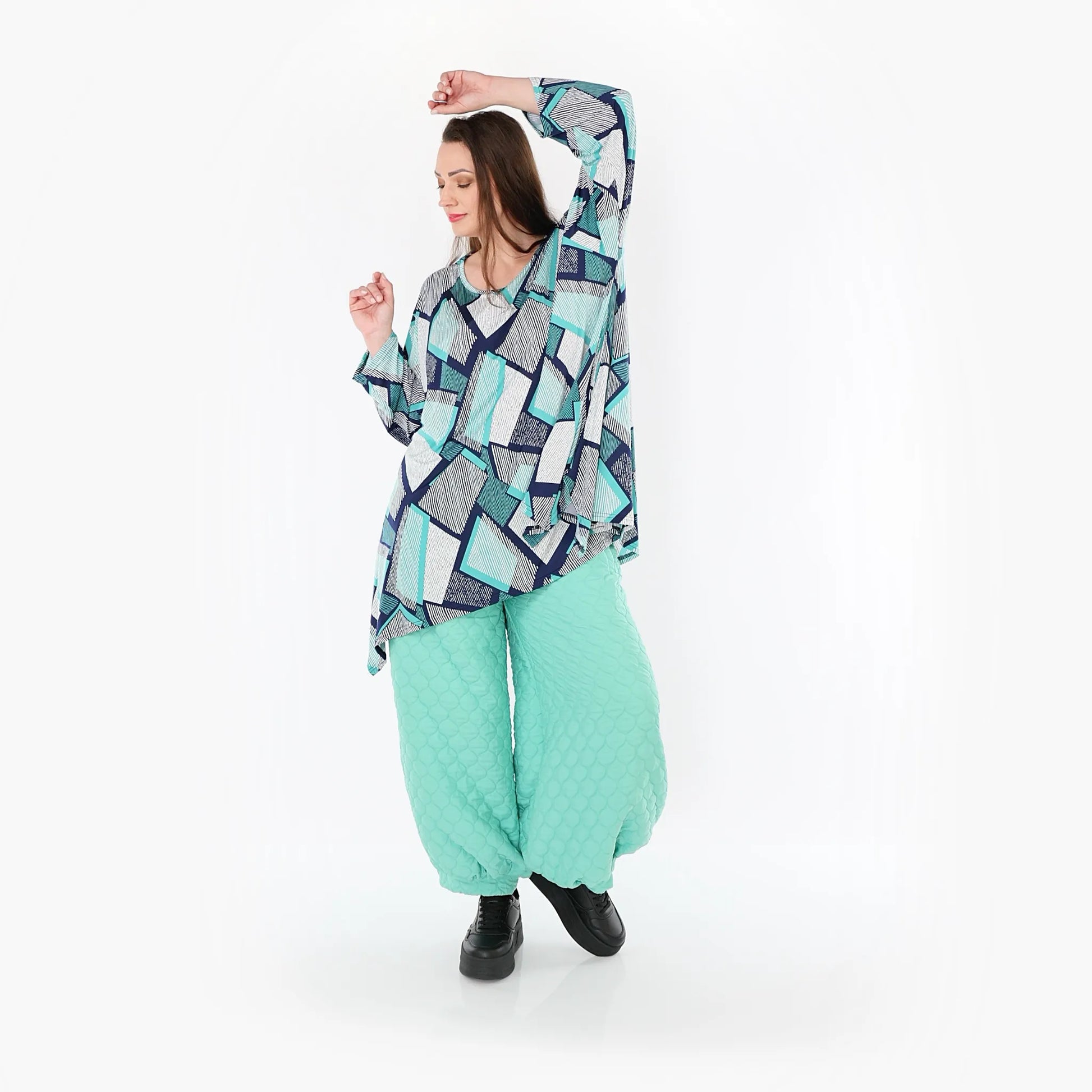  Ballonhose von AKH Fashion aus Materialmix, 1450.08067, Mintgrün, Jacquard, Schick, Schick
