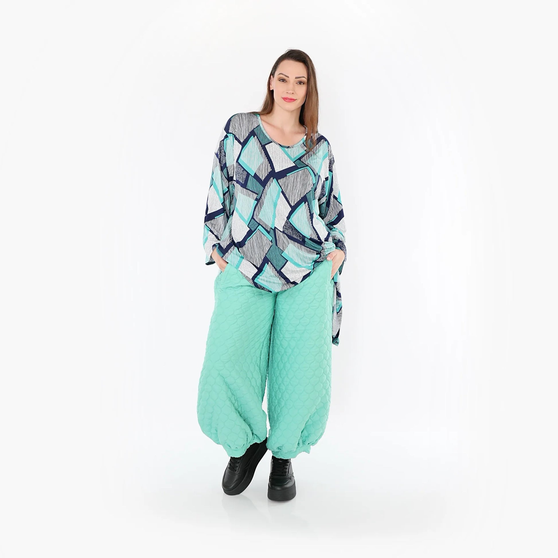  Ballonhose von AKH Fashion aus Materialmix, 1450.08067, Mintgrün, Jacquard, Schick, Schick