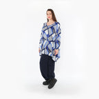  A-Form Bigshirt von AKH Fashion aus Materialmix, 1511.01019, Blau/Weiß/Marine, Abstrakt