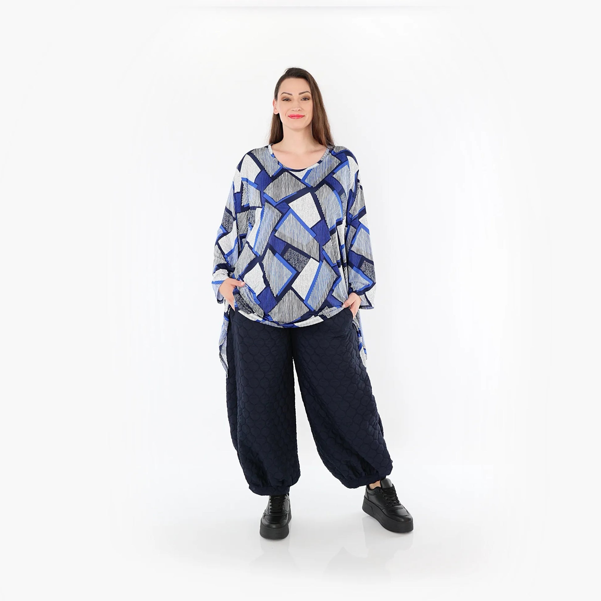  Ballonhose von AKH Fashion aus Materialmix, 1450.08067, Navy, Jacquard, Schick, Modern