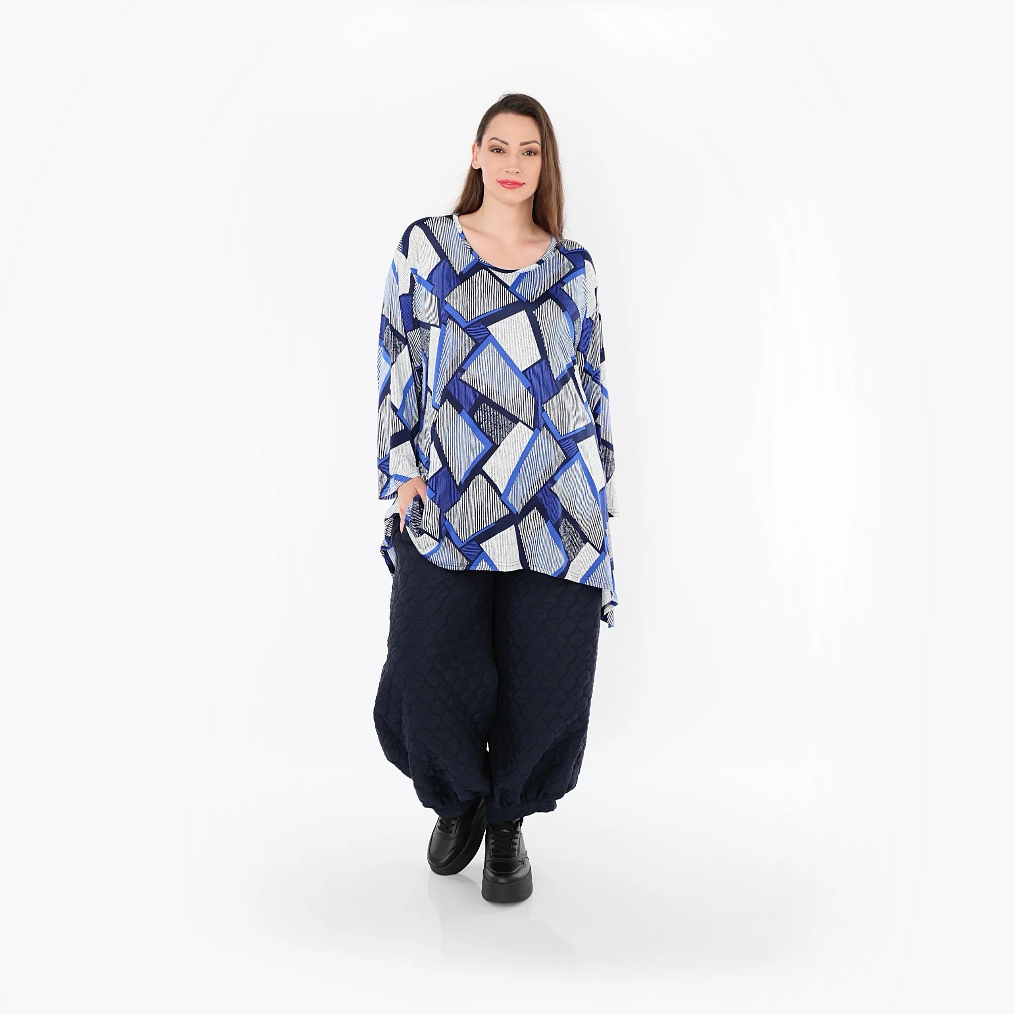  Ballonhose von AKH Fashion aus Materialmix, 1450.08067, Navy, Jacquard, Schick, Modern