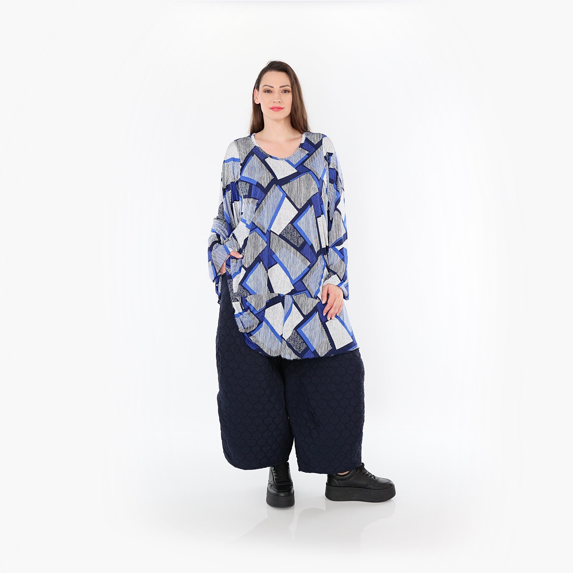  Ballonhose von AKH Fashion aus Materialmix, 1450.06631, Navy, Jacquard, Schick, Modern
