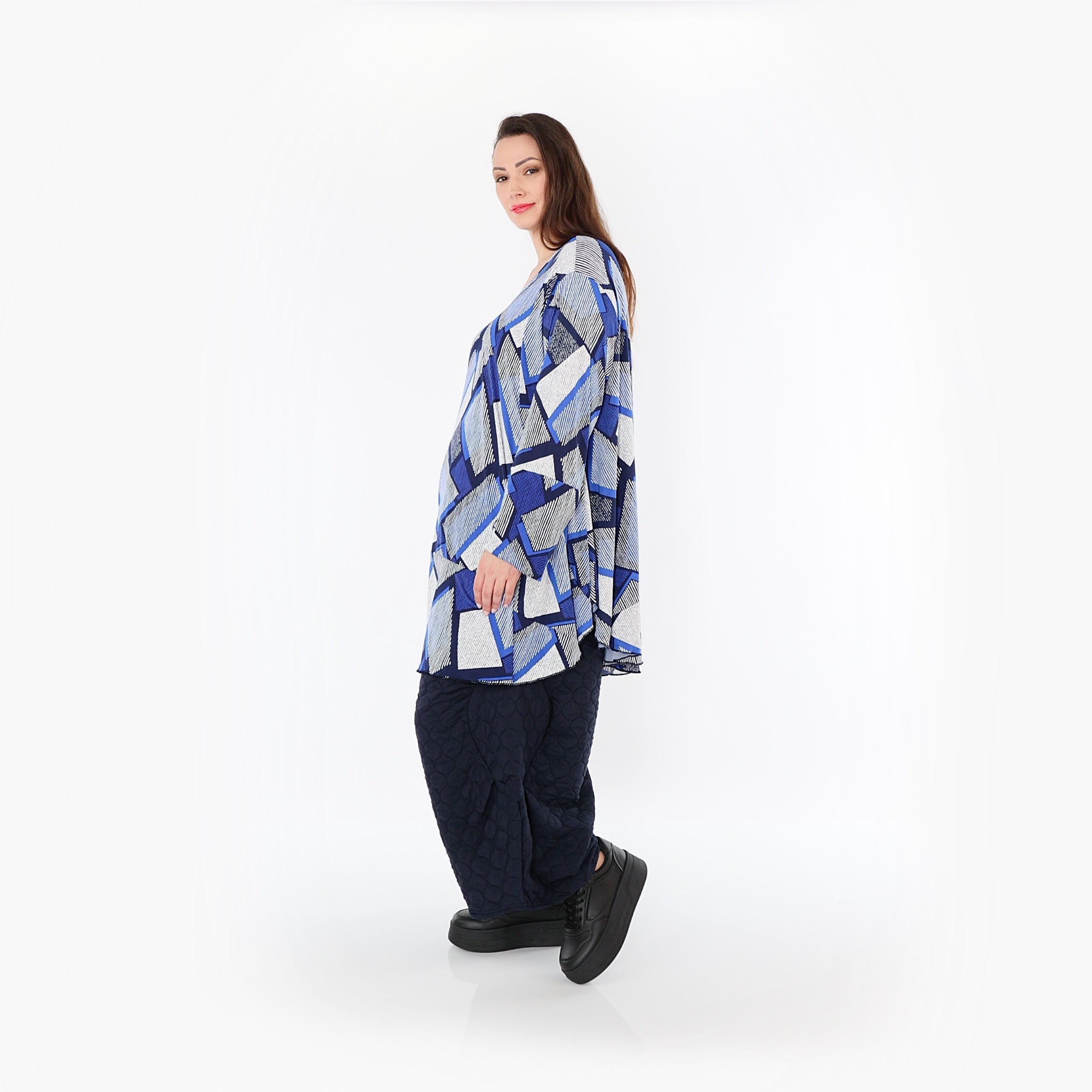  Ballonhose von AKH Fashion aus Materialmix, 1450.06631, Navy, Jacquard, Schick, Modern