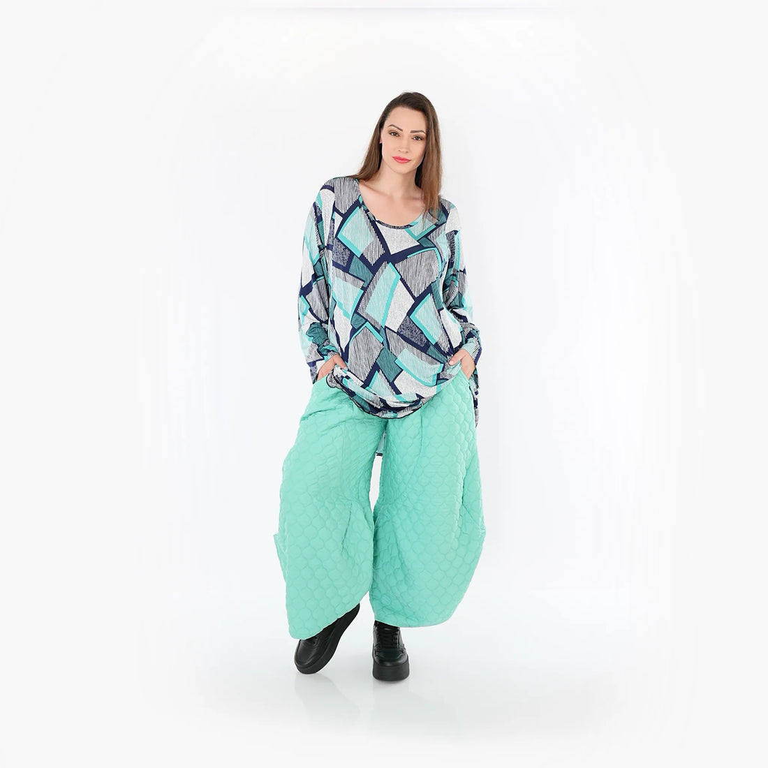  Ballonhose von AKH Fashion aus Materialmix, 1450.06631, Mintgrün, Jacquard, Schick, Schick