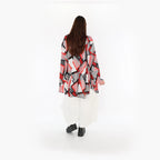  AKH Fashion Bigshirt in Glocken-Form, aus Materialmix, 1511.00592, Rot/Weiß/Schwarz, Schick