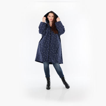  AKH Fashion Mantel in gerader Form, aus Polyester, 1512.07035, Marine/Grau, Punkte, Schick