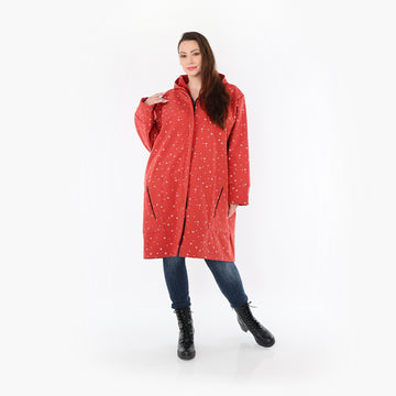  AKH Fashion Mantel in gerader Form, aus Polyester, 1512.07035, Rot/Grau, Punkte, Schick