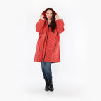  AKH Fashion Mantel in gerader Form, aus Polyester, 1512.07035, Rot/Grau, Punkte, Schick