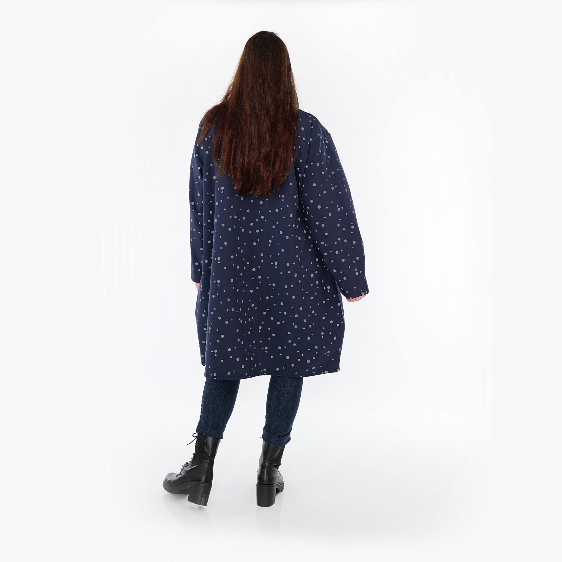  Ballonmantel von AKH Fashion aus Polyester, 1512.07036, Marine/Grau, Punkte, Ausgefallen