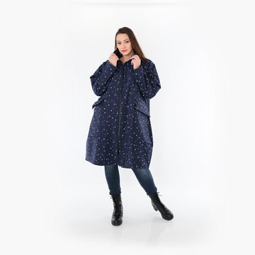  Ballonmantel von AKH Fashion aus Polyester, 1512.07036, Marine/Grau, Punkte, Ausgefallen