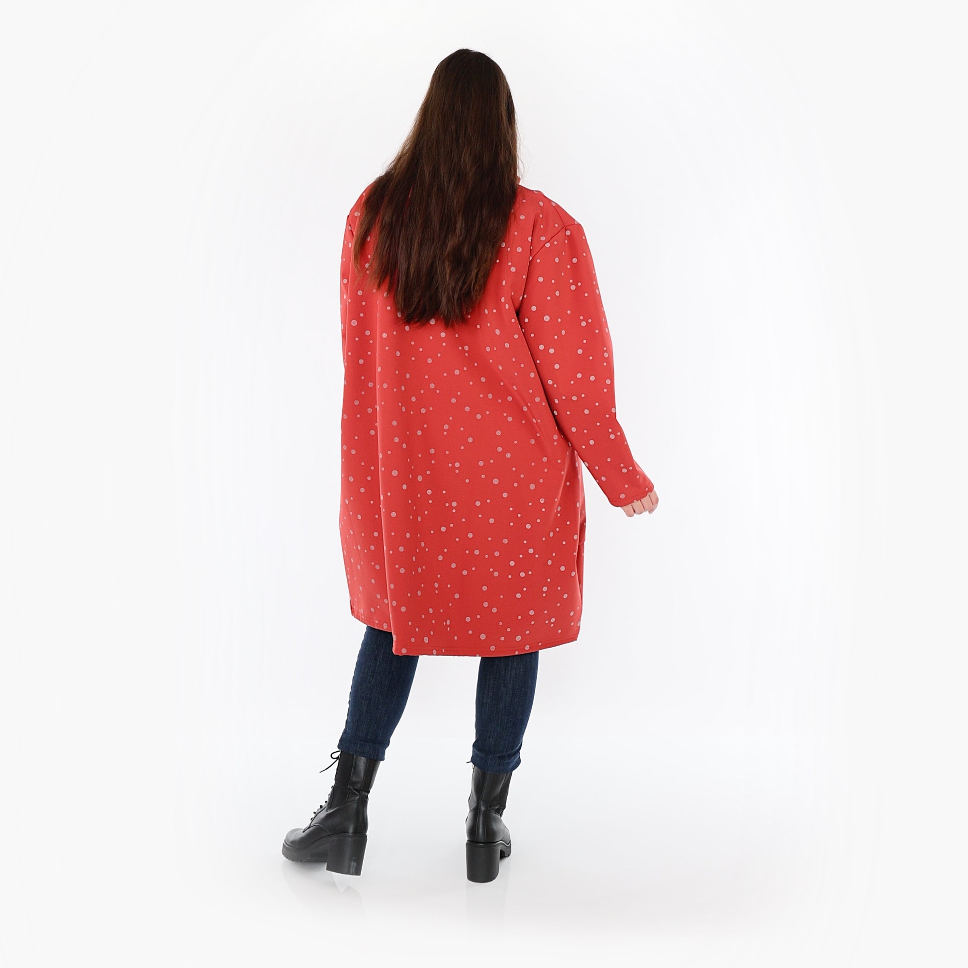  Ballonmantel von AKH Fashion aus Polyester, 1512.07036, Rot/Grau, Punkte, Ausgefallen