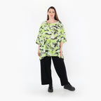  A-Form Bigshirt von AKH Fashion aus Rayon, 1510.00593, Grün/Türkis/Schwarz, Wellen, Schick