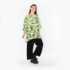  A-Form Bigshirt von AKH Fashion aus Rayon, 1510.00593, Grün/Türkis/Schwarz, Wellen, Schick
