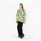  AKH Fashion Bluse in gerundeter Form, aus Rayon, 1510.07092, Grün/Türkis/Schwarz, Wellen