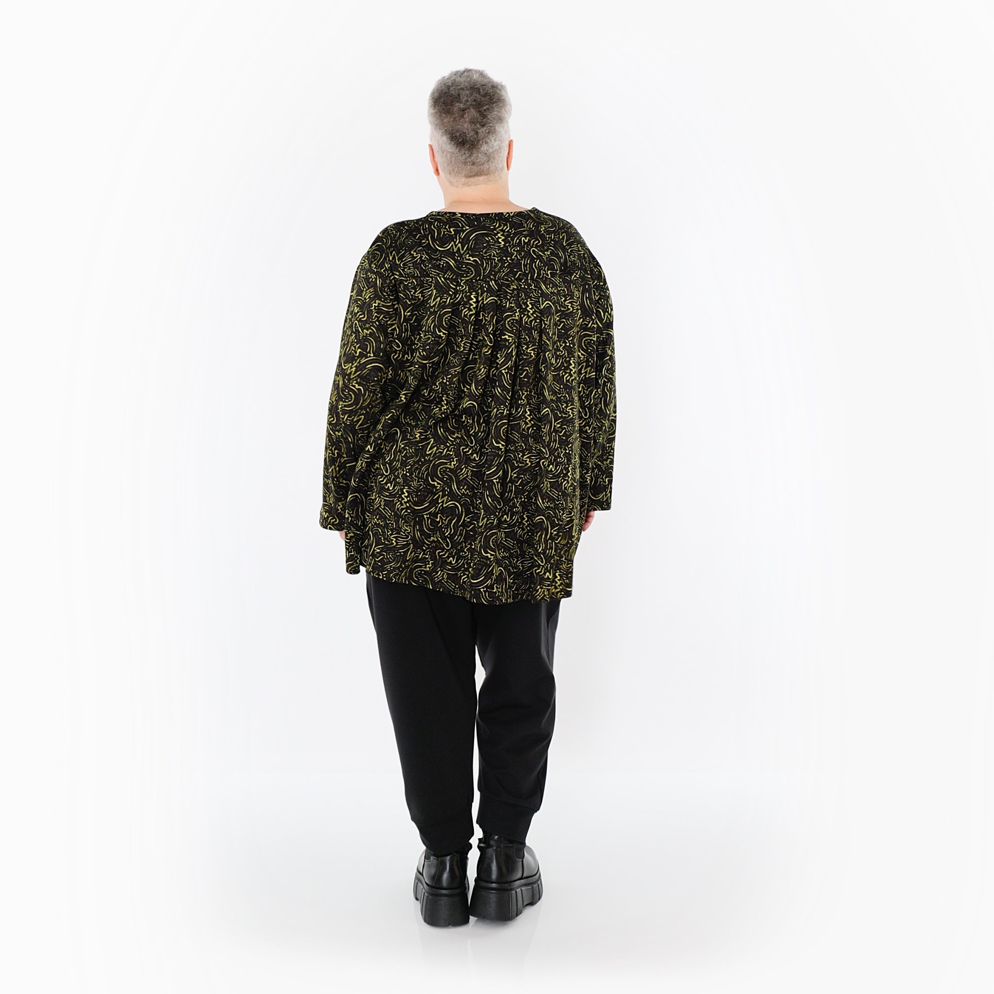 AKH Fashion Bigshirt in gerundeter Form, aus Materialmix, 1516.06815, Neongrün