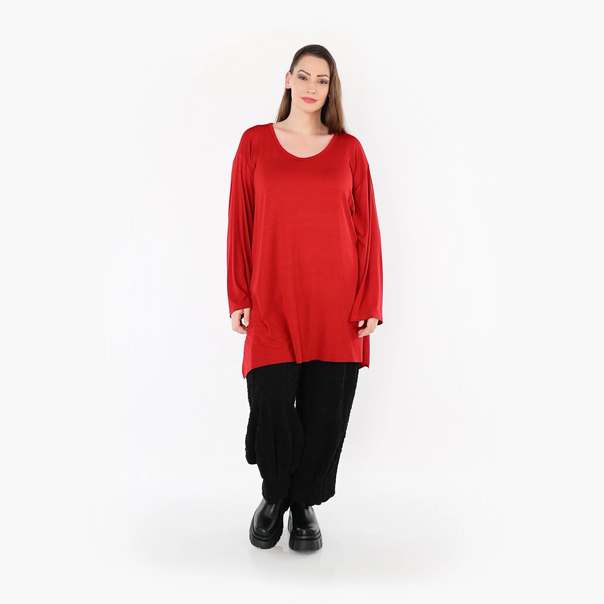  AKH Fashion Bigshirt in gerader Form, aus Viskose, 1531.07054, Dunkelrot, Ausgefallen, Schick