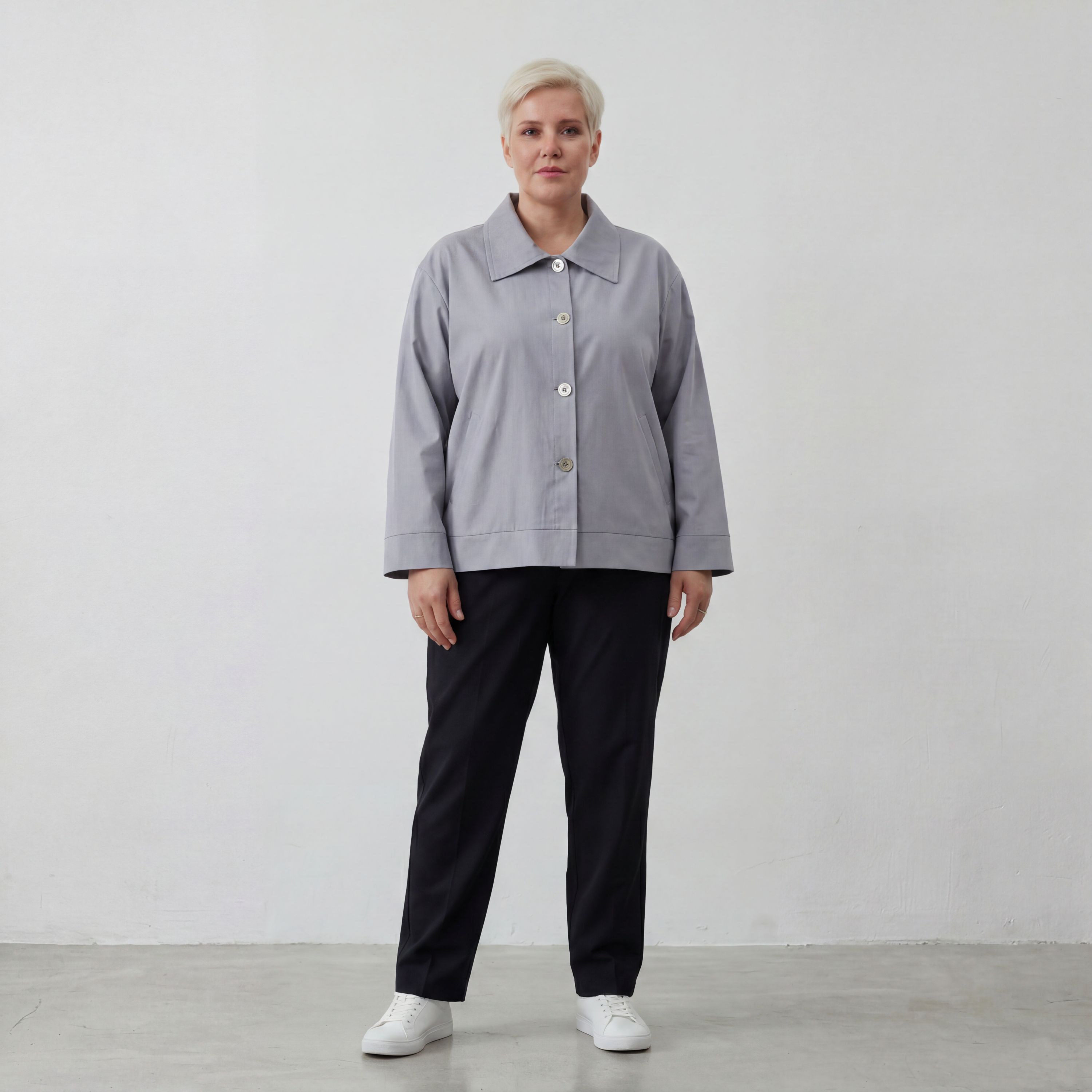 Zeitlose Karottenhose Grau elastisch leger ausgefallen Lagenlook Komfortliebling weich