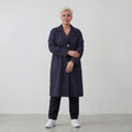 Fliessender Viskosemantel in Marine leger Oversize Lagenlook modern elegant leicht weich