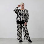 Damen Überwurf Lagenlook Materialmix, kastiger Schnitt, Langarm, Schlitze, Oversize große Größen – AKH Fashion