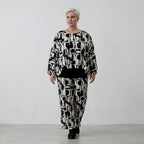 Damen Überwurf Lagenlook Materialmix, kastiger Schnitt, Langarm, Schlitze, Oversize große Größen – AKH Fashion
